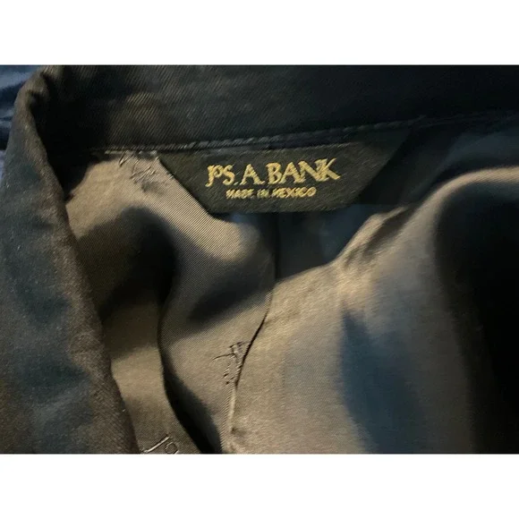 Jos. A. Bank Signature Gold Mens Suit Black 2 Button Pleated Cuffed 42R 36x29